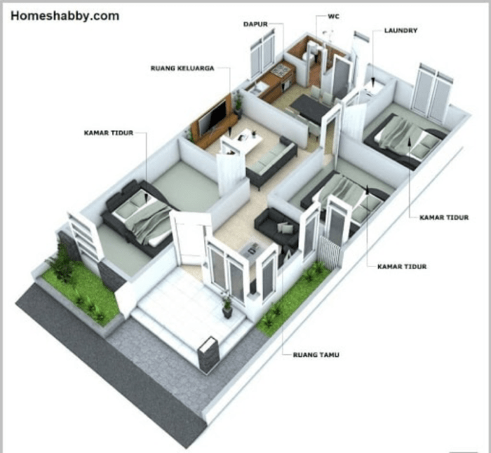 Desain rumah minimalis ukuran 7x12 meter