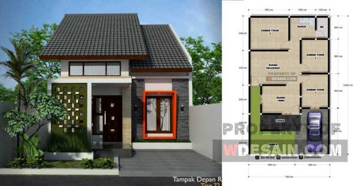 Desain rumah minimalis ukuran 7x12 meter