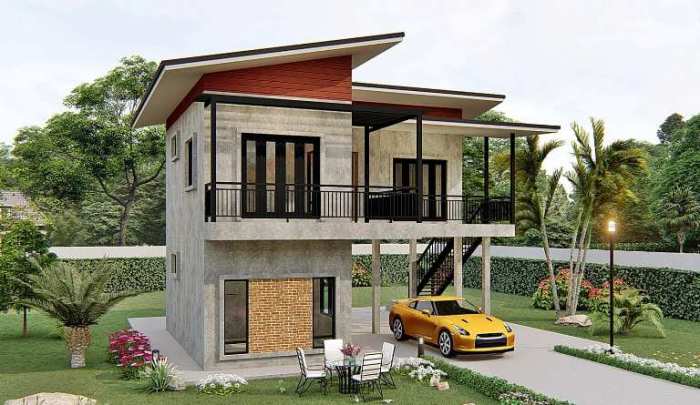 Desain rumah tingkat belakang sederhana